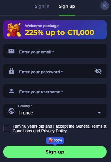 PitBet Casino sign-up 1/2