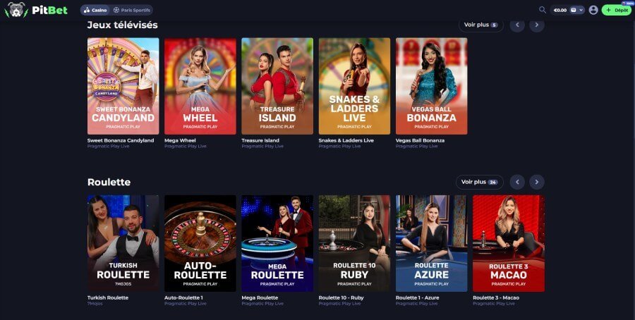 PitBet Casino live casino
