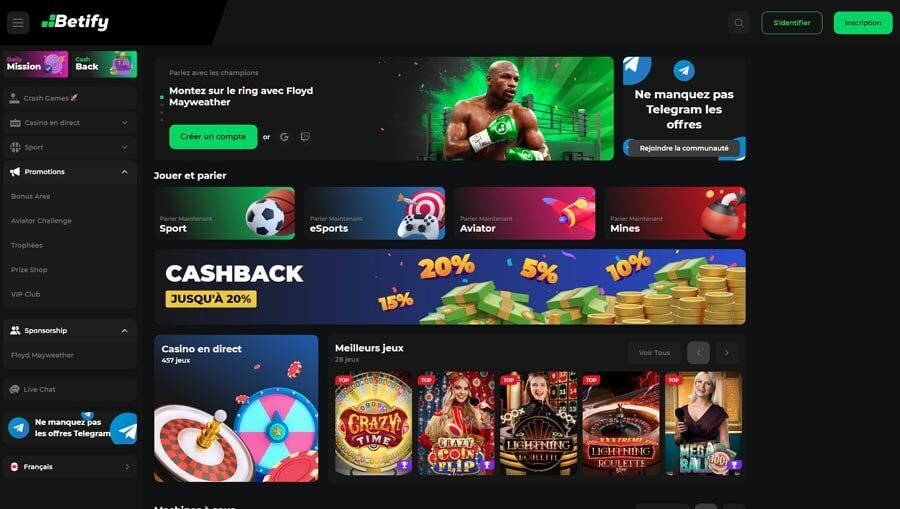 Betify Casino homepage