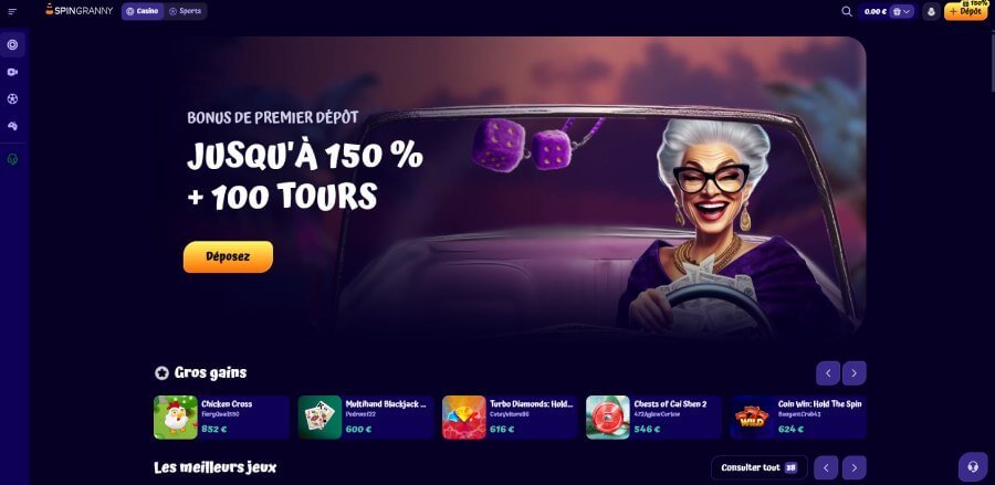 Spingranny Casino homepage