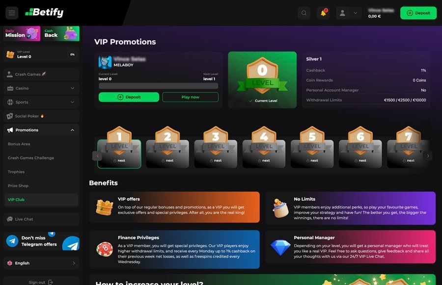 accueil betify casino Betify Casino VIP programme