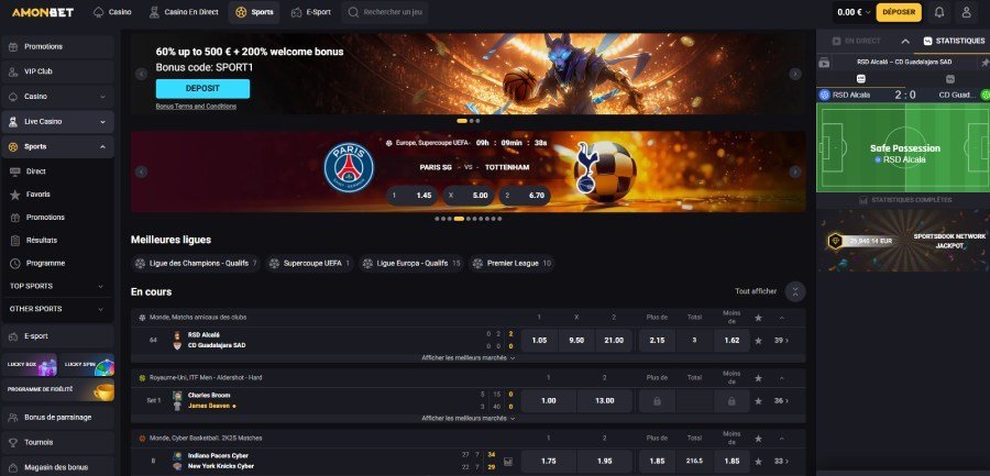 AmonBet Casino sports/esports betting page