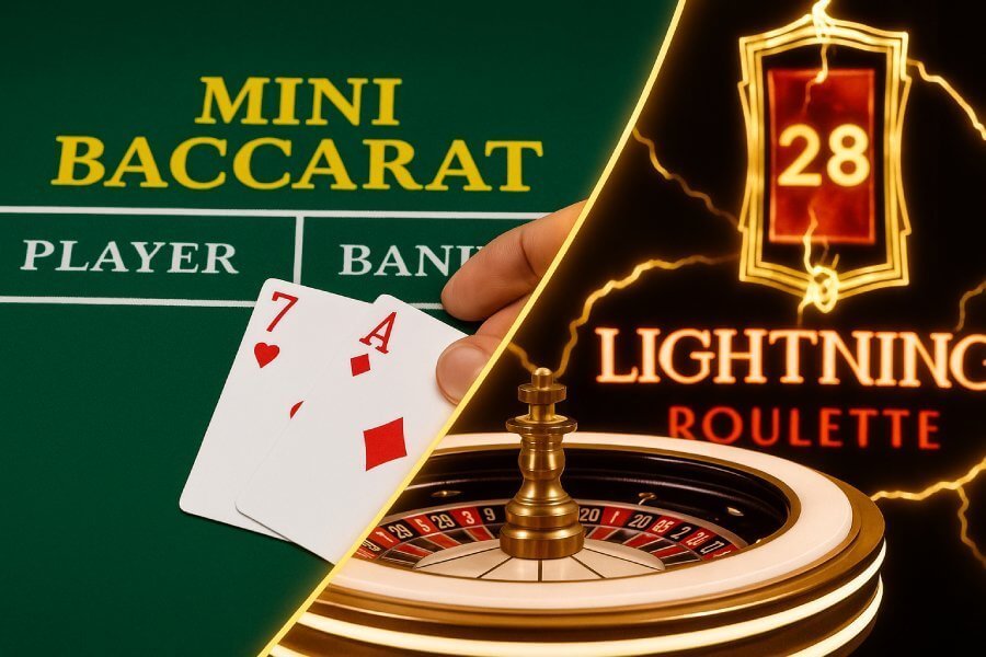 Lightning Roulette versus Mini Baccarat showdown