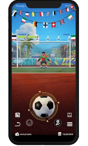 Visual of the penalty game on mobile, winning multiplier x4