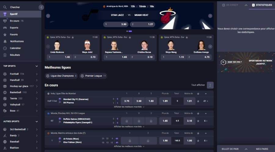 Wildzy Casino sports betting page